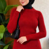 Striped Detail Knit Sweater Red
