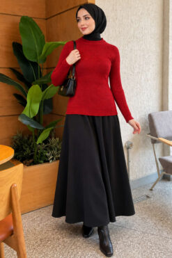 Alternative view of Striped Detail Knit Sweater Red
