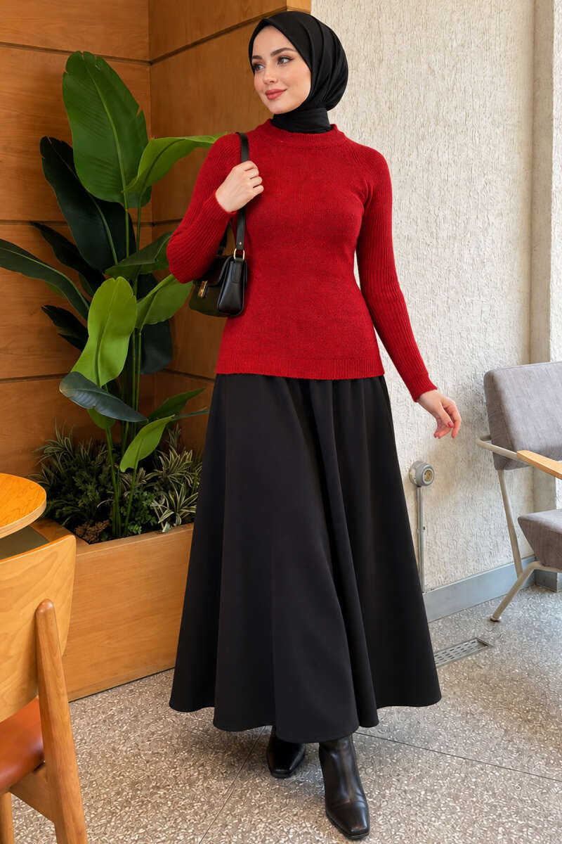 Striped Detail Knit Sweater Red - immagine 2