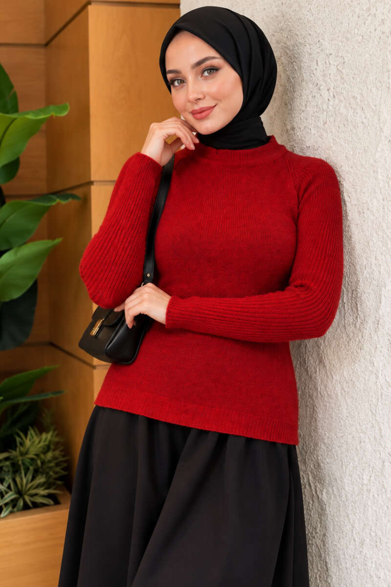 Striped Detail Knit Sweater Red - immagine 3