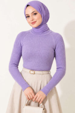 Alternative view of Striped Detail Knit Sweater Lilac
