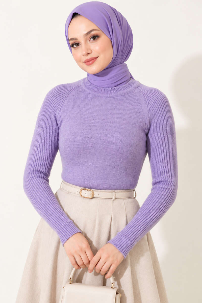 Striped Detail Knit Sweater Lilac - Afbeelding 2