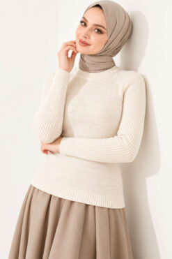 Alternative view of Striped Detail Knit Sweater Stone