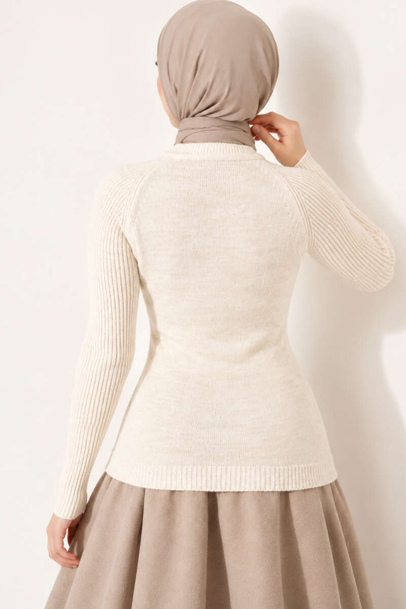 Striped Detail Knit Sweater Stone - Imagen 4