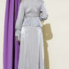 Striped Stone Embellished Evening Dress Grey – Image 3