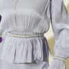 Striped Stone Embellished Evening Dress Grey – Image 4