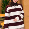 Striped Button-Front French Terry Knit Sweater Burgundy – Bild 3