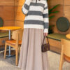 Striped Button-Front French Terry Knit Sweater Grey - Image 2