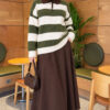 Striped Button-Front French Terry Knit Sweater Green - Imagen 2