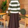 Striped Button-Front French Terry Knit Sweater Green - Imagen 4