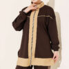 ⁦Striped French Terry Zip-Front Two-Piece Set Brown⁩ - الصورة ⁦2⁩