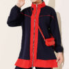 Striped French Terry Zip-Front Two-Piece Set Navy Blue - immagine 2