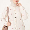 Embroidered Floral Pattern Knit Cardigan Beige