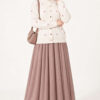 Embroidered Floral Pattern Knit Cardigan Beige - Image 3