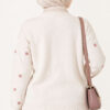 Embroidered Floral Pattern Knit Cardigan Beige - Image 4