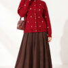 Embroidered Floral Pattern Knit Cardigan Burgundy - Afbeelding 3