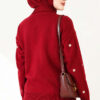 Embroidered Floral Pattern Knit Cardigan Burgundy - Afbeelding 4