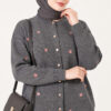 Embroidered Floral Pattern Knit Cardigan Smoke