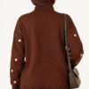 Embroidered Floral Pattern Knit Cardigan Brown – Bild 4