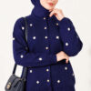 Embroidered Floral Pattern Knit Cardigan Navy Blue – Bild 2