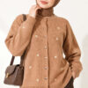 Embroidered Floral Pattern Knit Cardigan Latte