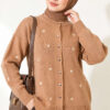 Embroidered Floral Pattern Knit Cardigan Latte – Bild 2