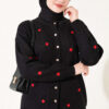 Embroidered Floral Pattern Knit Cardigan Black - Afbeelding 2