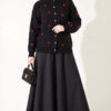 Embroidered Floral Pattern Knit Cardigan Black - Afbeelding 3
