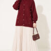 Button-Accented French Terry Knit Cardigan Burgundy - Imagen 2
