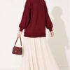 Button-Accented French Terry Knit Cardigan Burgundy - Imagen 4