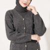 Button-Accented French Terry Knit Cardigan Smoke - Image 2