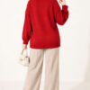 Button-Accented French Terry Knit Cardigan Red - immagine 4