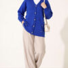 Button-Accented French Terry Knit Cardigan Saxon Blue - Imagen 2