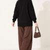 ⁦Button-Accented French Terry Knit Cardigan Black⁩ - الصورة ⁦3⁩