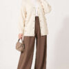 Button-Accented French Terry Knit Cardigan Stone - Image 2