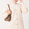 Button-Accented French Terry Knit Cardigan Stone - Image 3
