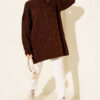 Embroidered Knit Tunic with Beaded Detailing Brown - immagine 2
