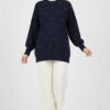 Embroidered Knit Tunic with Beaded Detailing Navy Blue – Bild 2