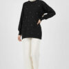 Embroidered Knit Tunic with Beaded Detailing Black – Image 2