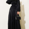 Knotted Ribbon-Accented French Terry Evening Gown Black - immagine 2
