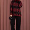 Softie Diamond Patterned Knit Sweater Black
