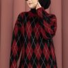 Softie Diamond Patterned Knit Sweater Black - Afbeelding 2
