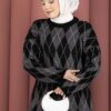 Softie Diamond Patterned Knit Sweater Black - Imagen 2