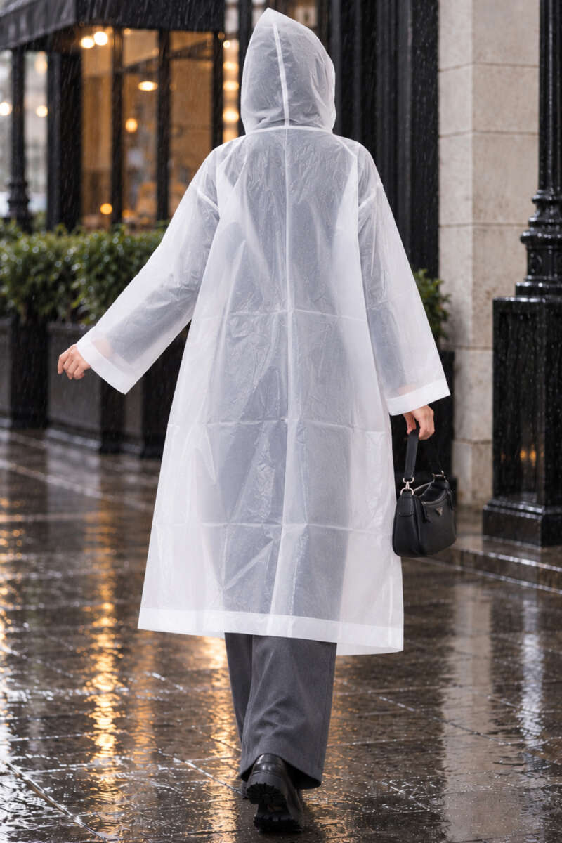 Waterproof Raincoat White - الصورة 4