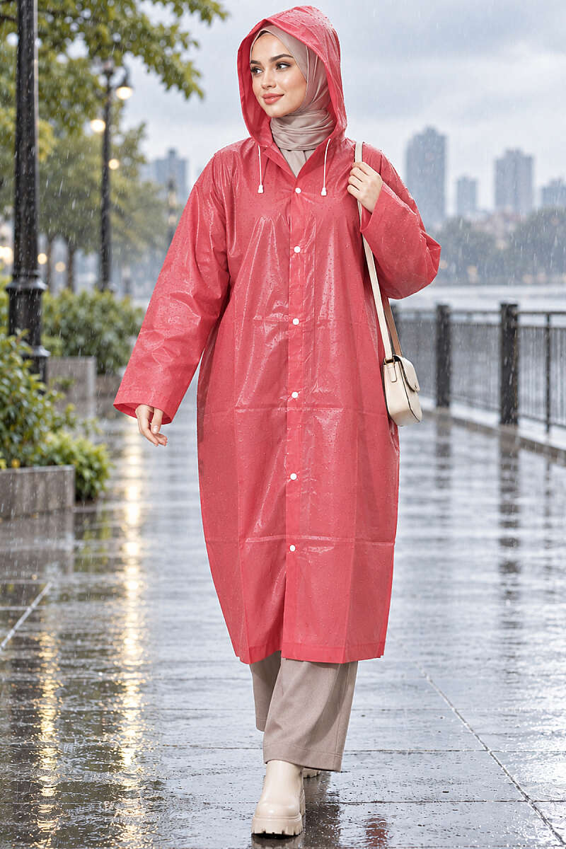Waterproof Raincoat Burgundy - الصورة 3