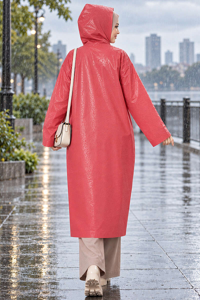 Waterproof Raincoat Burgundy - الصورة 4