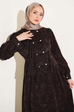 Alternative view of Stone Brit Button-Detail Hem Edge Two-Piece Set Brown