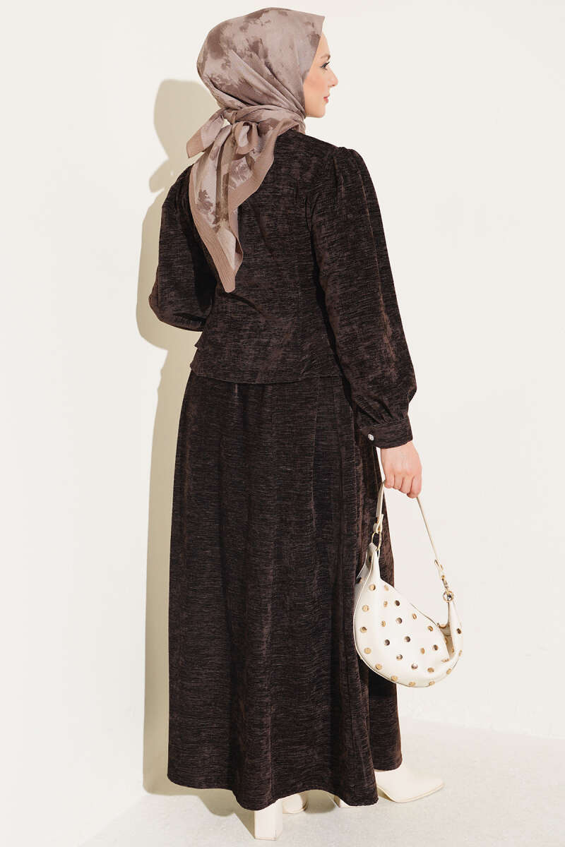 Stone Brit Button-Detail Hem Edge Two-Piece Set Brown - Imagen 3