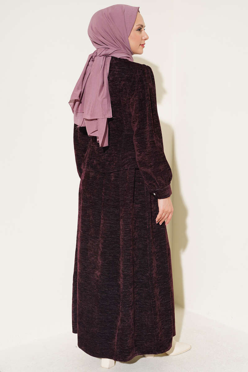 Stone Brit Button-Detail Hem Edge Two-Piece Set Plum – Image 3