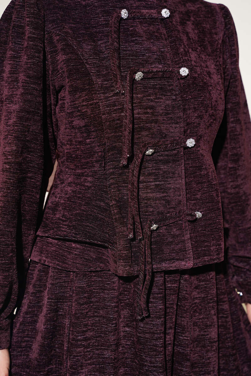 Stone Brit Button-Detail Hem Edge Two-Piece Set Plum – Image 4